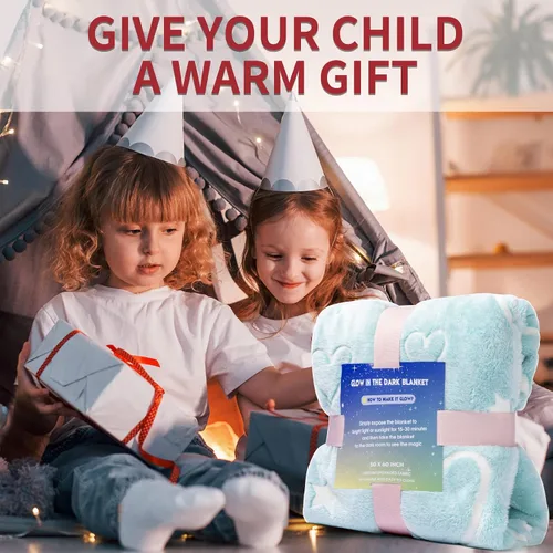 Miniatura 8 de LIFEYJ Manta con estrellas que brillan en la oscuridad con forma de corazón, regalos para niñas y niños, manta suave para niñas de 3, 4, 5, 6, 7, 8