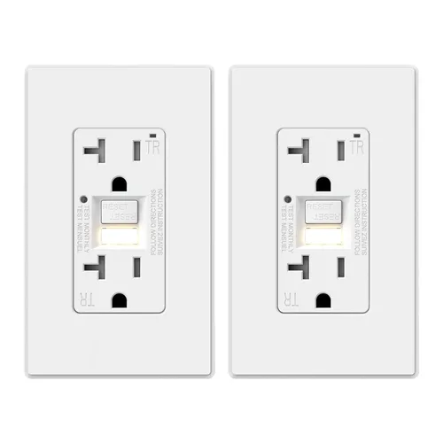 Miniatura 13 de ELEGRP Toma GFCI con luz nocturna, toma eléctrica GFI de autoprueba de 15 amperios, diseño más delgado, receptáculo GFCI resistente a manipulación