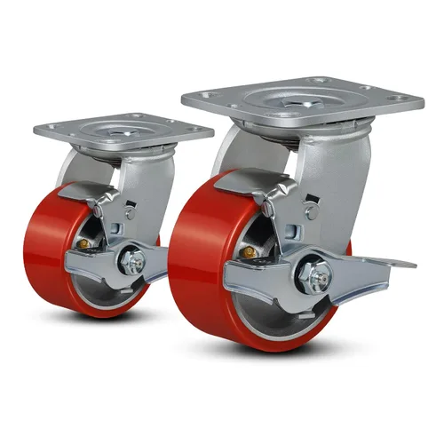 Miniatura 69 de Ruedas industriales de 4 x 2 pulgadas, ruedas resistentes, ruedas de poliuretano, capacidad de hasta 3200 libras. Uso para camión de plataforma