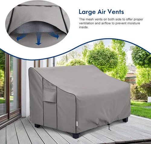 Miniatura 4 de Funda impermeable para sofá de patio, tela Oxford 600D resistente con protección UV y rejillas de ventilación, se adapta a 52 pulgadas de ancho x 35