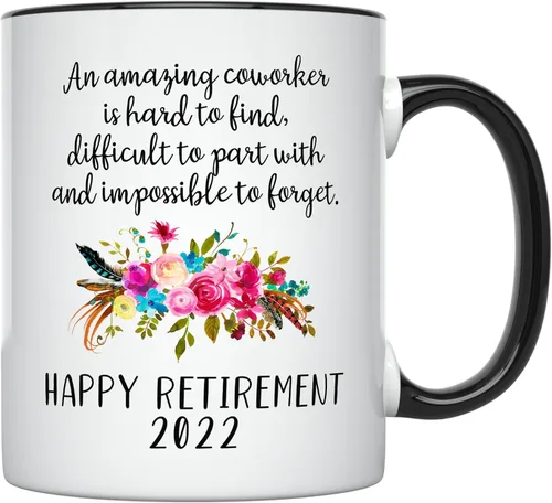 YouNique Designs Taza de jubilación para mujer 2022, 11 onzas, taza de café de jubilación femenina, taza de jubilación para mujeres, taza de feliz