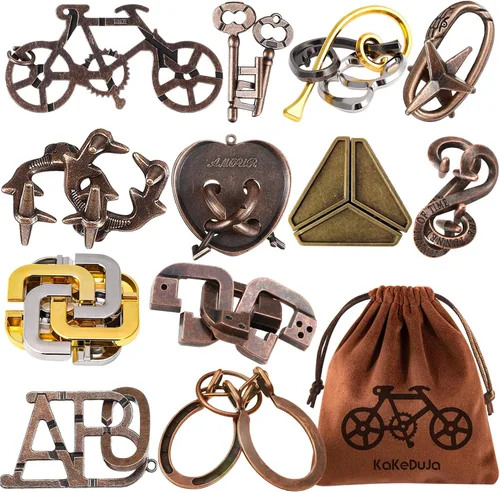 Miniatura 11 de 6 piezas de rompecabezas de metal, rompecabezas lógicos de metal para niños y adultos, juguete de cerradura, rompecabezas de regalo para adultos
