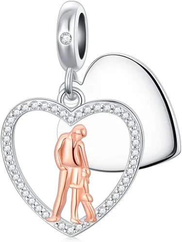 Miniatura 109 de PROESS Dije para padre, madre e hija, pulsera de plata de ley para pulseras, regalos de cumpleaños, día de San Valentín, para hija, madre, amante