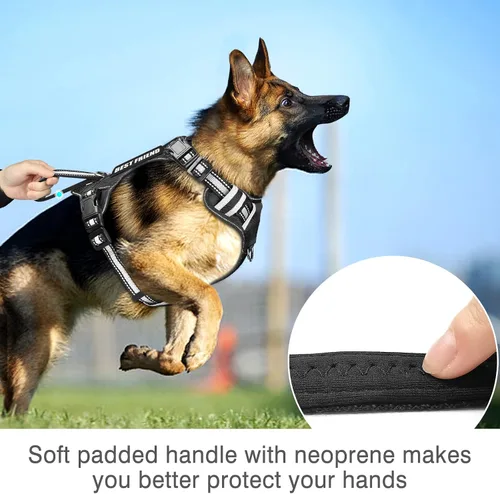 Miniatura 7 de Arnés para perro de servicio WINSEE sin tirones con 7 parches para perros, arnés reflectante para mascotas con asa acolchada y duradera