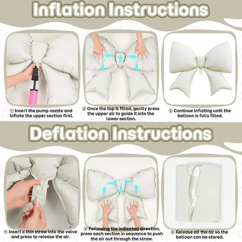 Miniatura 7 de Globos de Corazón Beige Neutro de 30", Globos de Papel de Aluminio con Lazo Grande, 10 Piezas de Globos Gigantes de Lazo Crema de 38" con Juego