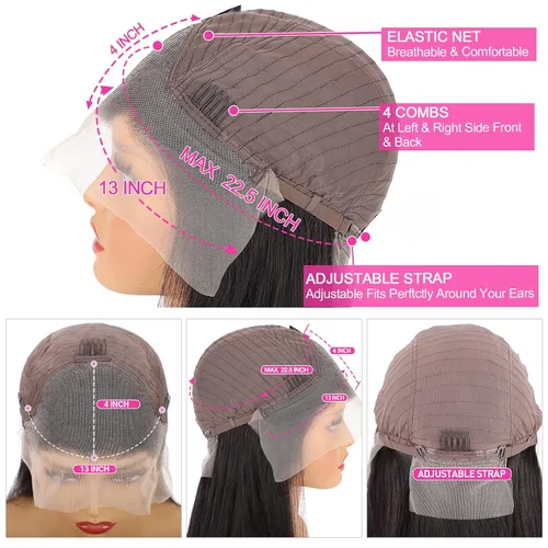 Miniatura 7 de Hoacon Peluca Bob de cabello humano 13x4 de encaje frontal 180% de densidad sin pegamentos para mujeres negras, pelucas de encaje frontal de Bob