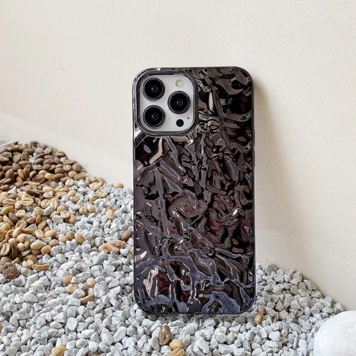 Miniatura 7 de Funda compatible con iPhone 14 Pro, Diseño Lindo de Lujo con Papel de Estaño Plisado, Fundas de Teléfono de Moda para Mujeres, Electrochapado