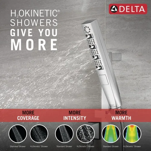 Miniatura 5 de Delta Faucet Tetra H2Okinetic - Barra deslizante de mano con manguera, cabezal de ducha de mano cromado, ducha de mano con barra deslizante, ducha