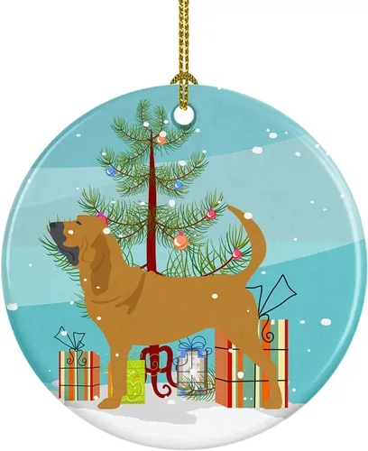Miniatura 45 de Caroline's Treasures Bulldog inglés «Merry Christmas» adorno de cerámica para árbol de Navidad, decoración colgante para el hogar, Navidad, fiestas