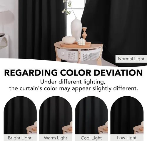 Miniatura 6 de Deconovo - Cortinas opacas con aislamiento térmico, 52 pulgadas de ancho x 72 pulgadas de largo, 2 paneles, con pestañas en la parte posterior, Negro