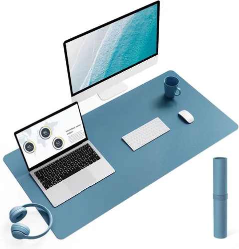 Miniatura 20 de YSAGi Almohadilla de escritorio de piel antideslizante, tapete impermeable para teclado de computadora portátil, protector de mesa y alfombrilla