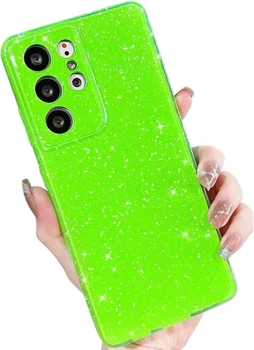 Miniatura 101 de MINSCOSE Compatible con Samsung Galaxy S22 Plus Case, Bonito Color Neón Brillante, con Purpurina Brillante Delgada Resistente a Golpes de Silicona