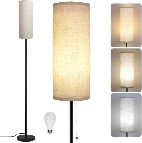 Lámpara de pie para sala de estar, lámparas de pie modernas con pantalla, lámpara alta minimalista con interruptor de cadena para sala de estar,