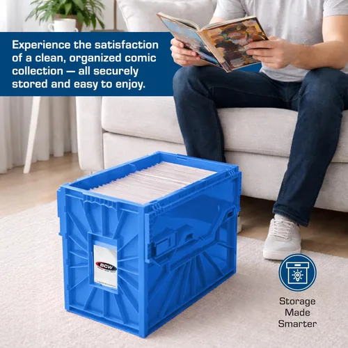 Miniatura 7 de BCW Contenedor corto para cómics, capacidad para 150 cómics, almacenamiento de plástico apilable, organizador sin ácidos, azul, individual