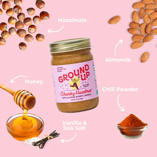 Miniatura 3 de GROUND UP PDX Mantequilla de nuez Almendra Oregon Avellana, 12 OZ