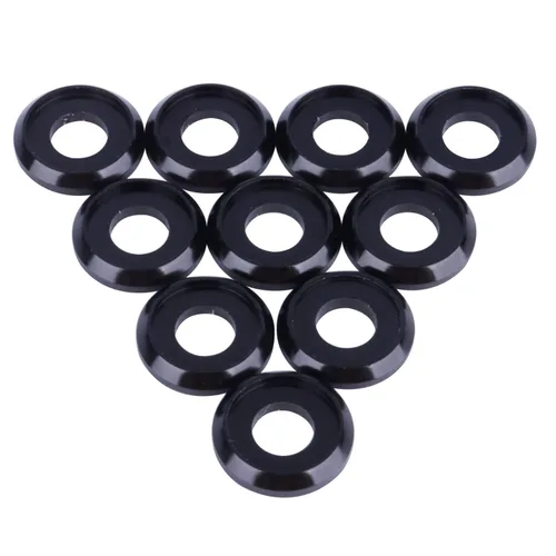 Miniatura 16 de Arandela de brida de aleación de aluminio M4 M5 M6 M8 arandela espaciadora para motocicleta automóvil paquete de 10 (negro, M4)
