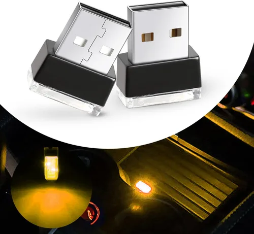 Ouzorp 2 piezas mini USB LED luz, iluminación interior LED de coche DC 5V inteligente USB LED atmósfera luz portátil teclado luz hogar oficina