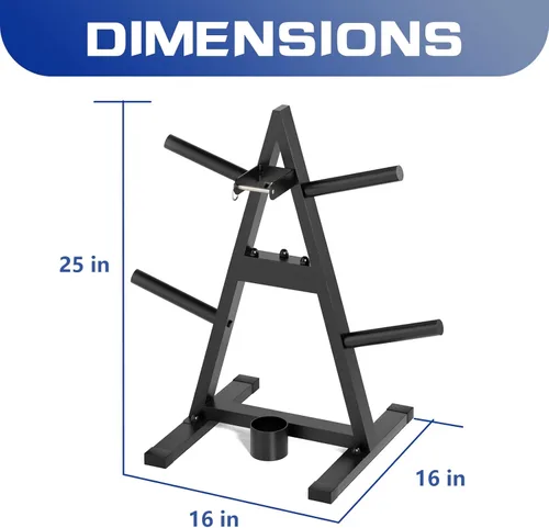 Miniatura 2 de Soporte en forma de árbol A-Frame para pesas olímpicas de 1" - Sostiene 136 kg, soporte para mancuernas y almacenamiento para gimnasio en casa