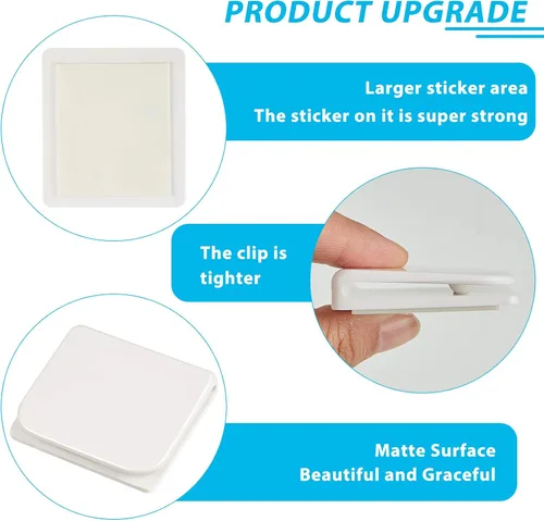 Miniatura 3 de Jetec 2 clips de cortina de ducha para forro, clip autoadhesivo para cortinas de protección contra salpicaduras, soportes de cortina resistentes al