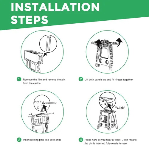 Miniatura 5 de Dyforce Taburete plegable de 16 pulgadas, capacidad de 400 libras, taburete plegable de plástico resistente para adultos, taburete con asa, fácil