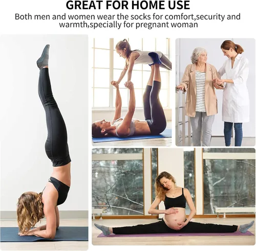 Miniatura 2 de TENQUAN 3 pares de calcetines de yoga antideslizantes con agarres para pilates barra deportiva ballet baile fitness antideslizante rehabilitación