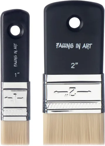 Falling in Art 2 pinceles planos de paleta para pintura al óleo y acrílicas (1 pulgada, 2 pulgadas)