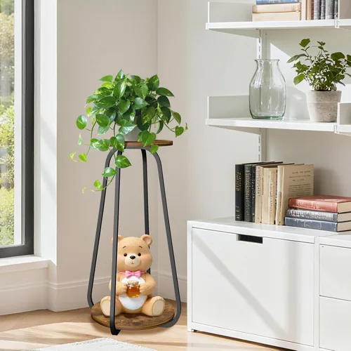 Miniatura 6 de Soporte para plantas de interior, estante de 2 niveles para plantas, soporte de pedestal, soporte de flores, soportes de metal para plantas