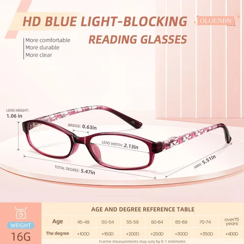 Miniatura 3 de Reading Glasses for Women,6 Pack Blue Light Blocking Glasses for Women,Fashion Readers with Spring Hinge Eyeglasses