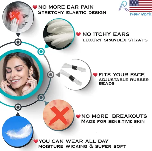 Miniatura 5 de Arcarius Mascarilla protectora reutilizable, lavable con correas ajustables para las orejas, comodidad transpirable para adultos, adolescentes