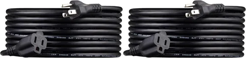 Miniatura 20 de Amazon Basics Cable de extensión, 13 amperios, 125 V, 20 pies, color negro, paquete de 2