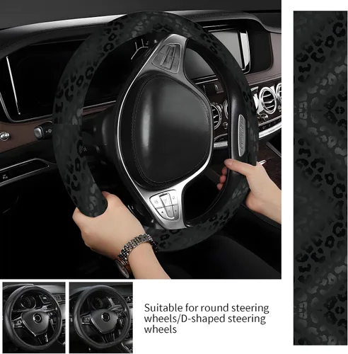 Miniatura 2 de Fundas para volante para automóvil, camión y SUV, lindo volante elástico antideslizante, transpirable, accesorios de automóvil, funda de cuero