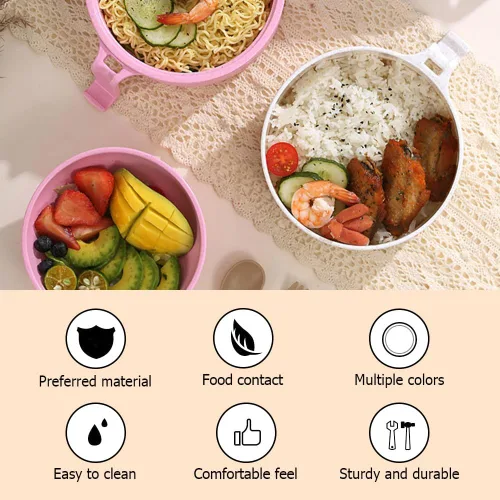 Miniatura 2 de Tazón de ramen para microondas, nuevo juego de tazón de ramen para microondas 2025 con colador, juego de tazón de ramen con tapa, mangos, cuchara
