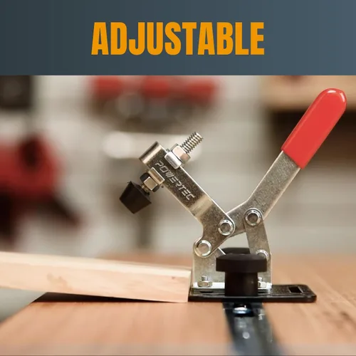 Miniatura 7 de POWERTEC Kit de abrazadera de palanca y perilla de pista en T, herramientas de carpintería para pista en T, 4 unidades, capacidad de sujeción de 300