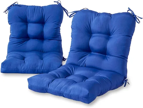 Miniatura 31 de Cojines para silla de exterior con bisagras, diseño de una sola pieza, cojín reversible para asiento y respaldo de patio con lazos, tela