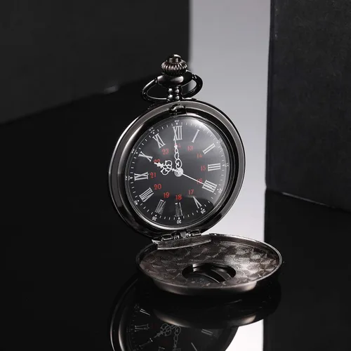 Miniatura 7 de Hicarer Reloj de bolsillo vintage de acero para hombre con cadena