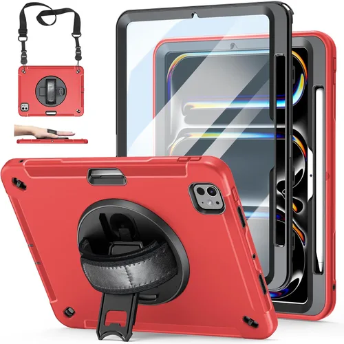 Miniatura 35 de Funda para iPad Pro 11 M5 2025/M4 2024: Funda protectora para iPad Pro de 11 pulgadas 5ª generación con protector de pantalla, soporte, asa y correa
