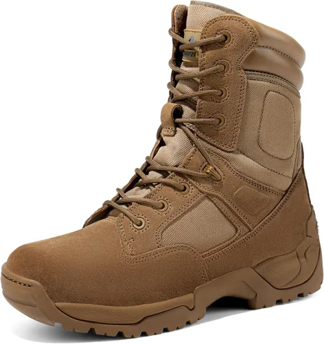 Miniatura 8 de NORTIV 8 Botas de trabajo tácticas militares para hombre, senderismo, con cremallera lateral, de cuero, para exteriores, motocicleta, combate