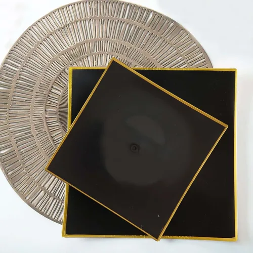 Miniatura 6 de Efavormart - Paquete de 10 platos llanos cuadrados de plástico duro cóncavo de 8 pulgadas, platos desechables para fiestas