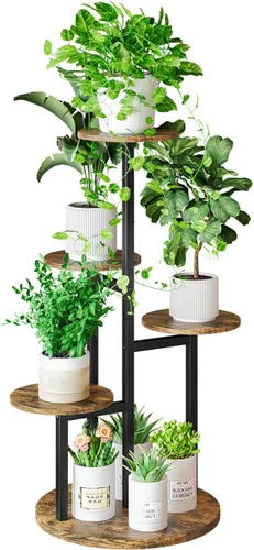 Miniatura 11 de INGIORDAR Soporte para plantas de interior de 4 niveles con 5 estantes para macetas múltiples para patio, jardín, balcón, sala de estar, esquina
