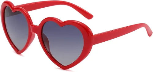 JOVAKIT Lentes de sol polarizados en forma de corazón para mujer, estilo vintage, encantadores, retro, de gran tamaño, lentes de protección UV400