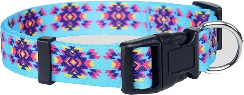 Miniatura 6 de Native Pup Collar de perro occidental, bonito diseño azteca tribal, macho y hembra (S, rosa)
