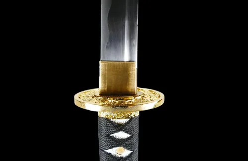 Miniatura 8 de Makoto Espada samurái afilada forjada a mano - Dragón dorado de cristal en Saya