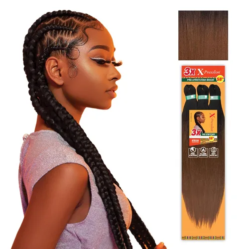 Miniatura 12 de Sensationnel X-Pression - Trenzas prestiradas, 3 unidades, 58 pulgadas, paquete de 1 unidad, 1B