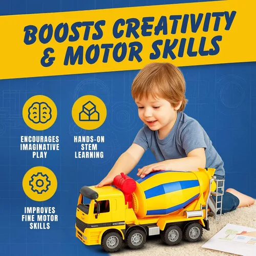 Miniatura 6 de Liberty Imports Camión de construcción de gran tamaño de 15 pulgadas para niños, vehículos a escala 1:22 con piezas móviles realistas