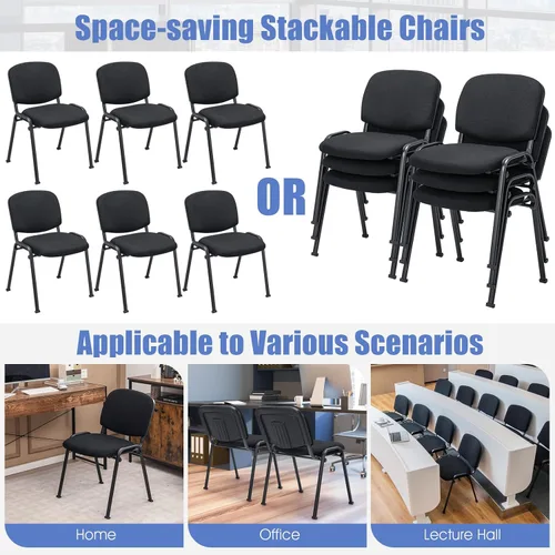 Miniatura 8 de Tangkula Juego de 2 sillas de sala de conferencias, sillas apilables para invitados de oficina con respaldo y asiento tapizados, sillas ergonómicas