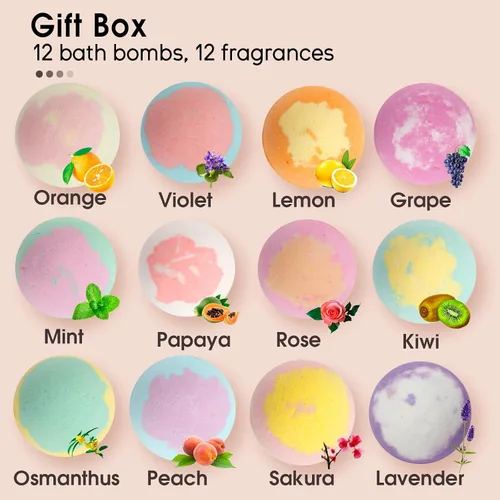 Miniatura 2 de iHave Bombas de baño para niños y mujeres, juego de 12 bombas de baño naturales hechas a mano, bombas de baño de burbujas, perfectos regalos