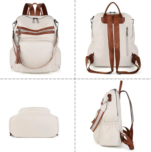 Miniatura 5 de UTO Mochila de cuero vegano para mujer, diseño de moda, convertible con borla, para viajes, con borla