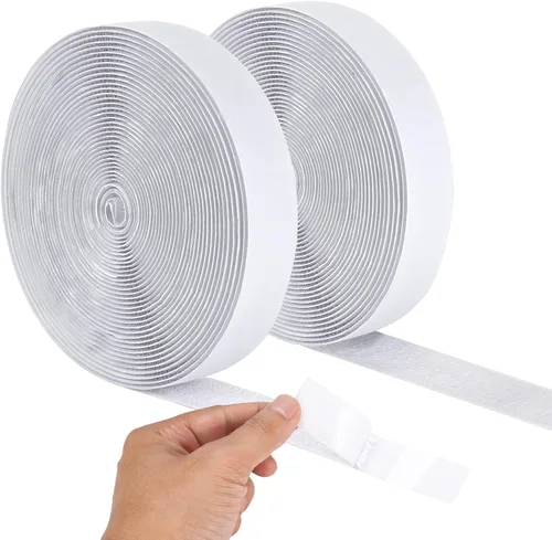 Rollo de cinta de gancho y bucle de 20 pies x 1 pulgada con adhesivo resistente - Tiras de cinta de montaje de sujetadores con parte trasera