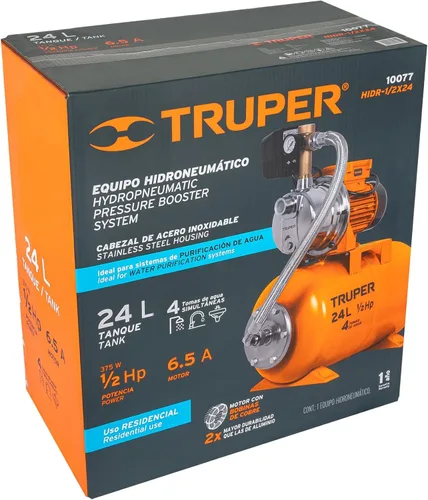 Miniatura 5 de TRUPER HIDR-1/2X24 1/2 HP 11 GPM Jet Pump / Tank Systems 1/2Hp 6 Gal (24L)