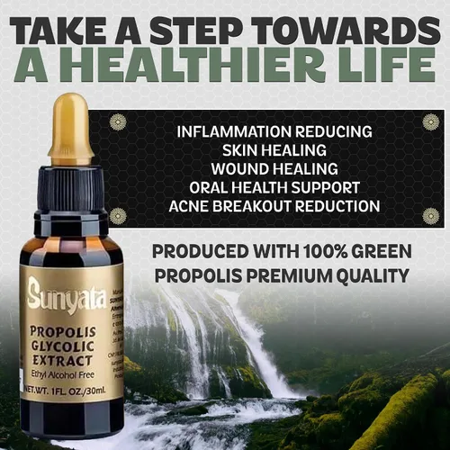 Miniatura 5 de Sunyata Extracto líquido de propóleo de abeja verde brasileña, sin alcohol, apoyo inmunológico natural y antioxidante, concentrado, 1.0 fl oz